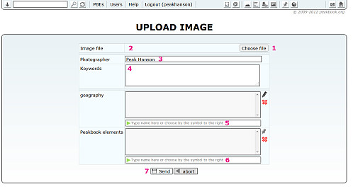 Image of the upload window
