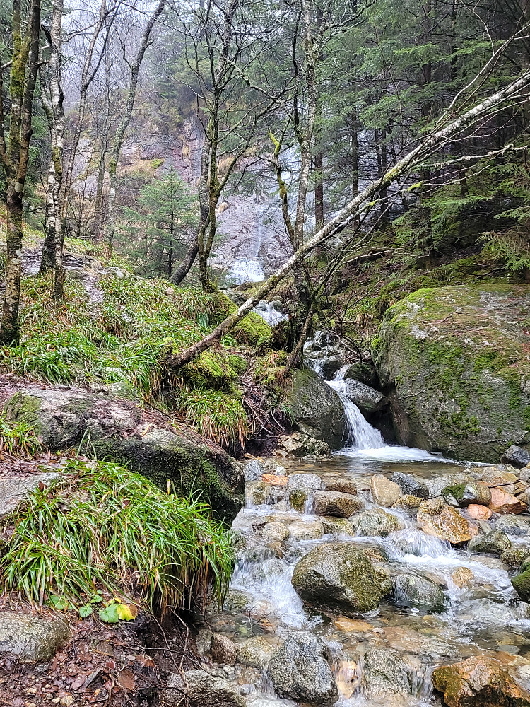 Rett nedenfor fossen ved parkeringsplassen