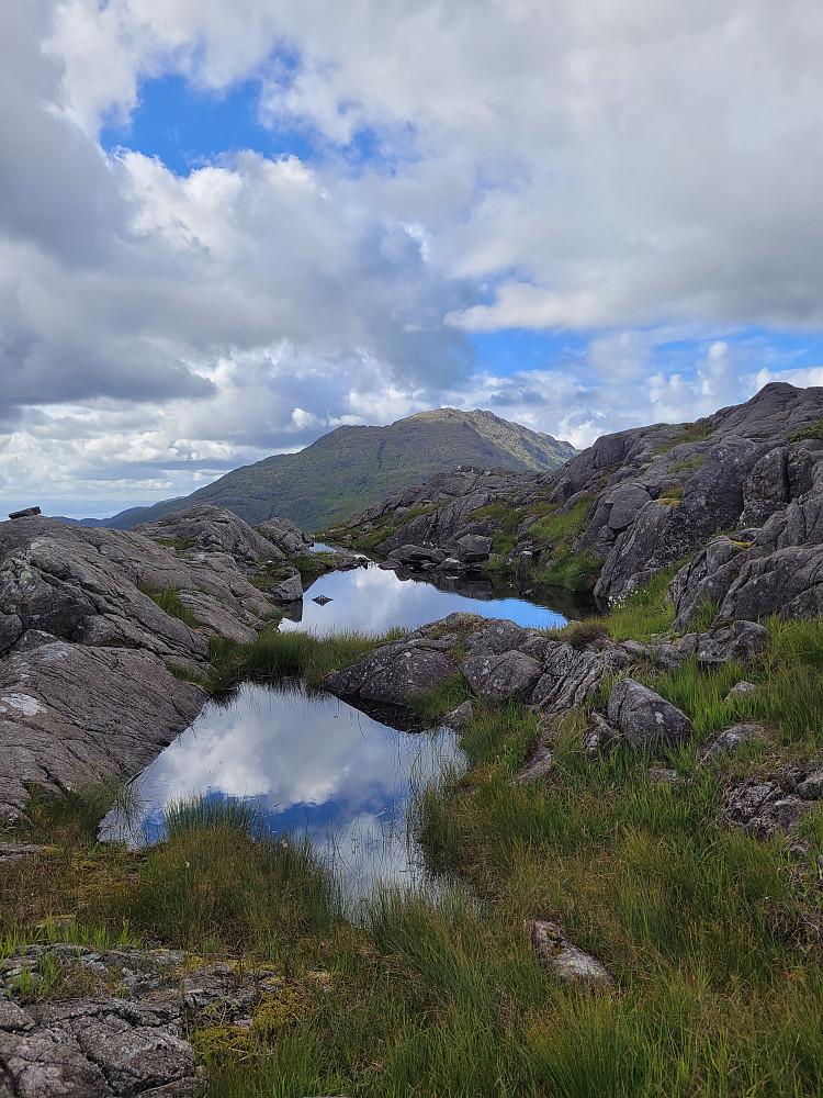 Et par tjern på Sauafjellet. Svenningen i bakgrunnen.