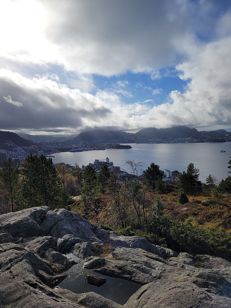 Utsikt mot byen fra Ørneberget.