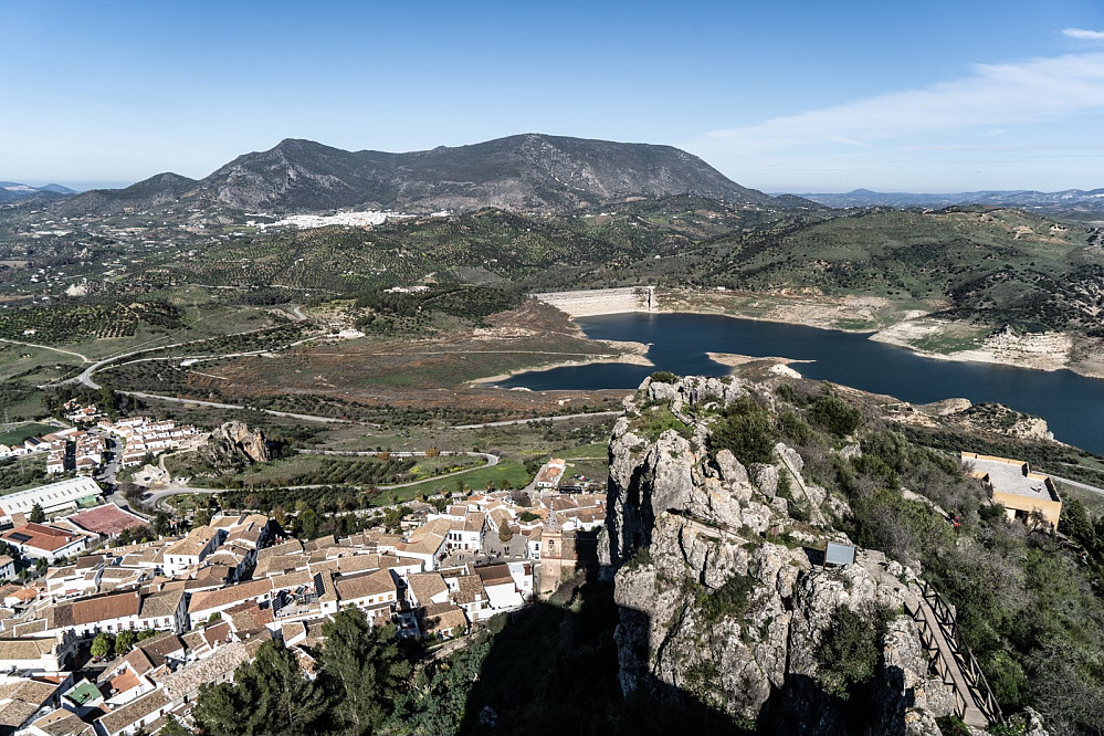 View from Castillo de Zahara towards Zahara de la Sierra and Zahara-El Gastor lake