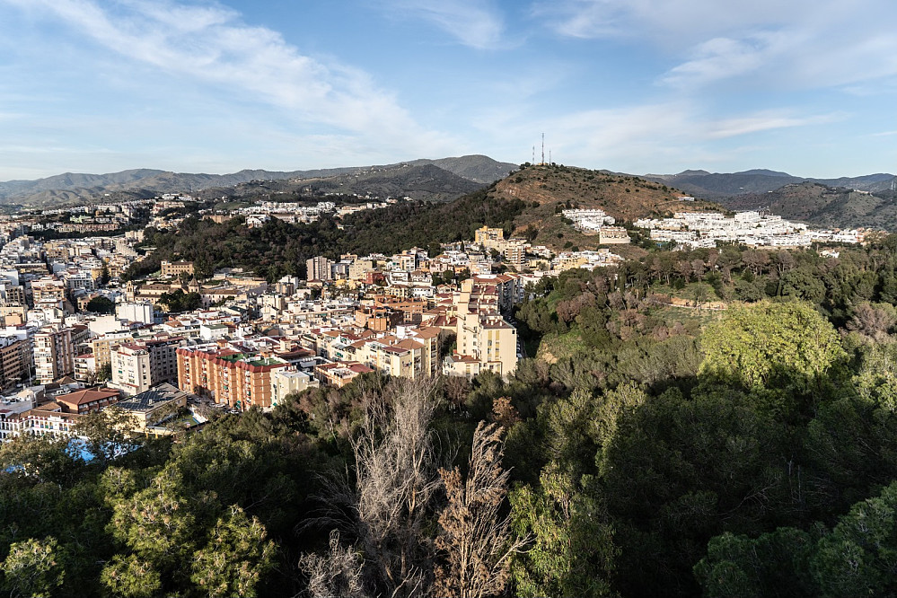 View from Monte de Gibralfaro towards Málaga and Montes de Málaga nature park