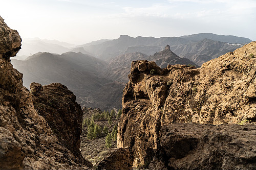 View from the plateau under Roque Nublo towards Roque Bentayga