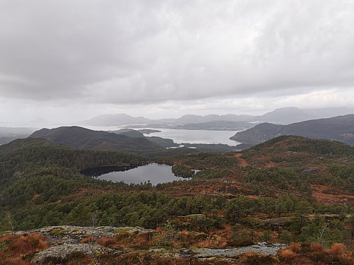 Mot Dalsfjorden, Høgehesjane til venstre for innsjøen
