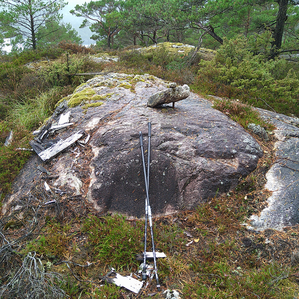 Torhild fant to steiner. Og det var en bolt i fjellet. Et de
