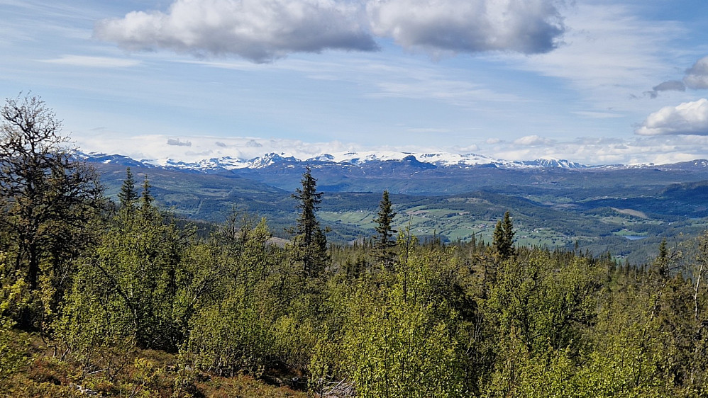 Jotunheimens sørlege 2000 meter toppar har godt med snø enno.