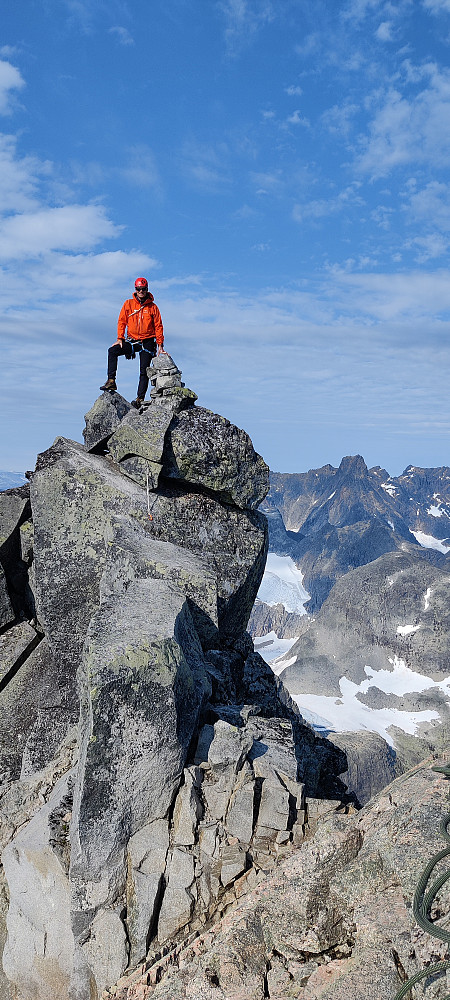 Ego på toppkrona. To sikringer er rigget for deltakerne.