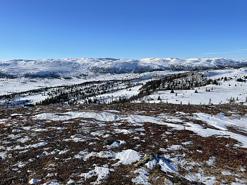 Utsikt mot Hallingnatten (1314 m) i vest fra Darren (1102 m).