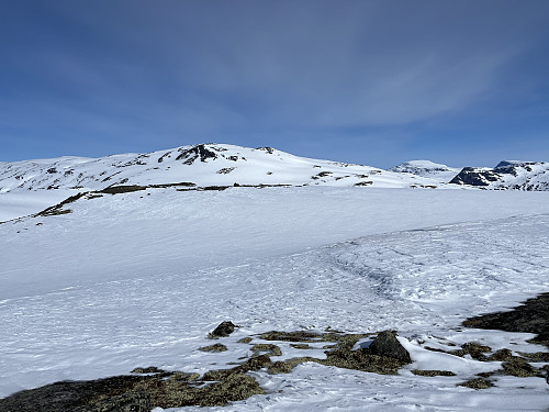 Fra Veslefjell (1431 m) med utsikt mot den slake, langstrakte Vulueggi (1771 m).