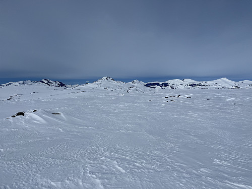 Fra Vulueggi mot Tafjordfjella, Tordsnose (1975 m), Naushornet (1895 m) og Karitinden (1982 m).