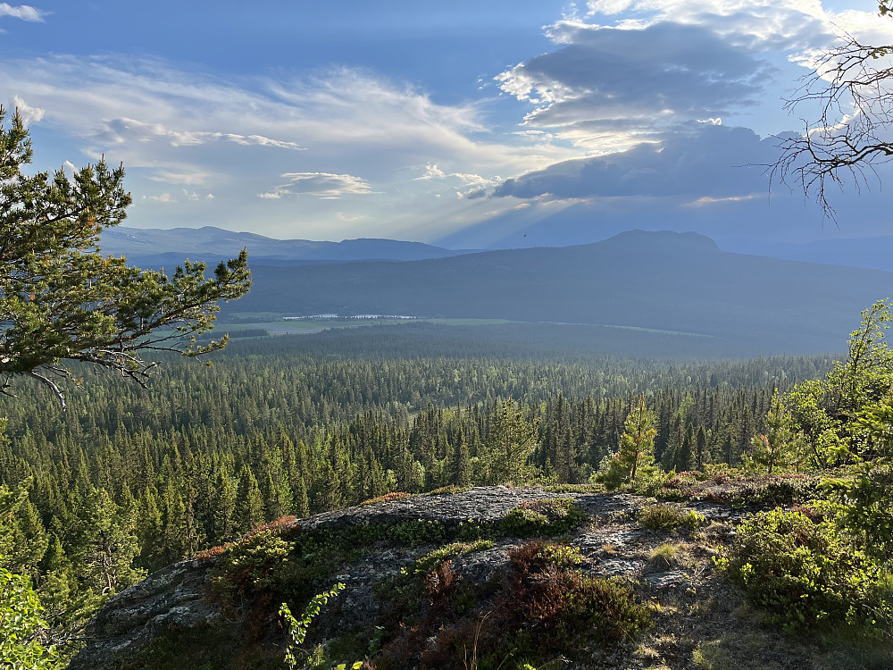 Utsikt mot Feforkampen (1160 m) til høyre i bildet (der jeg senere overnattet på toppen natten til neste dag).
