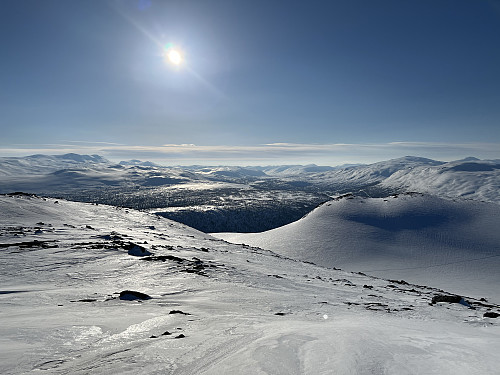 Kveld på Nordøst for Synstålkyrkja (1334 m). Utsikt mot vest.