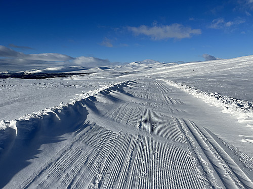 Fra skiløypen ved Svarthammeren (1182 m) med utsikt innover mot Rondane.
