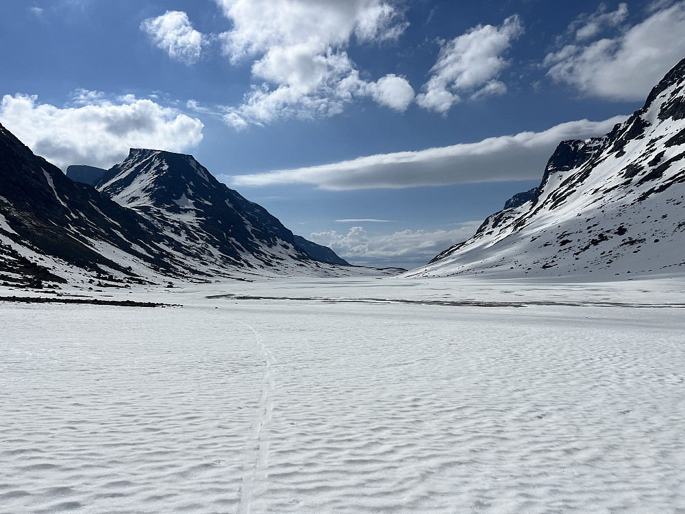 I Svartdalen. Utsikt mot syd. Leirungskampen ses til venstre i bildet.
