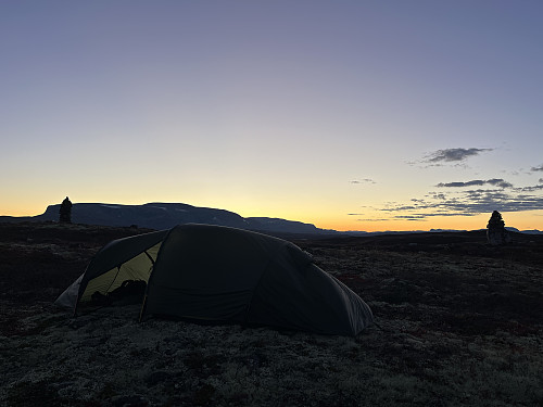 Flott kveldslys over Hallingskarvet etter solnedgang.