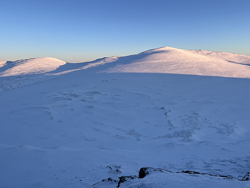 Fra Kviknegråhø (1427 m) mot Saukampen (1659 m).