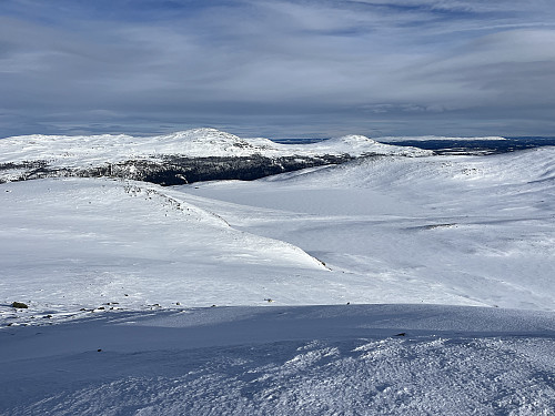 Fra Megrundskampen (1446 m) mot Storhøa (1446 m) og Søre Gråhøa (1340 m) i øst.