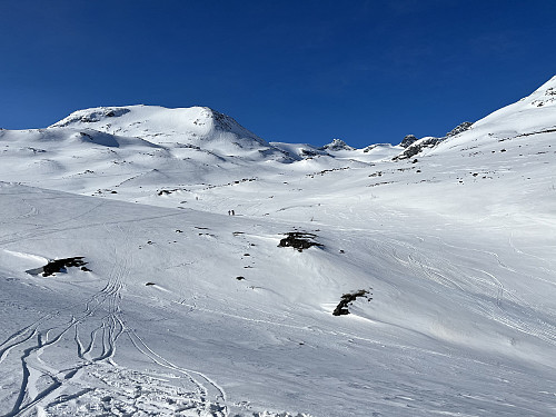 Ved Sletthamn i Leirdalen med utsikt opp mot dagens turmål; Sokse.