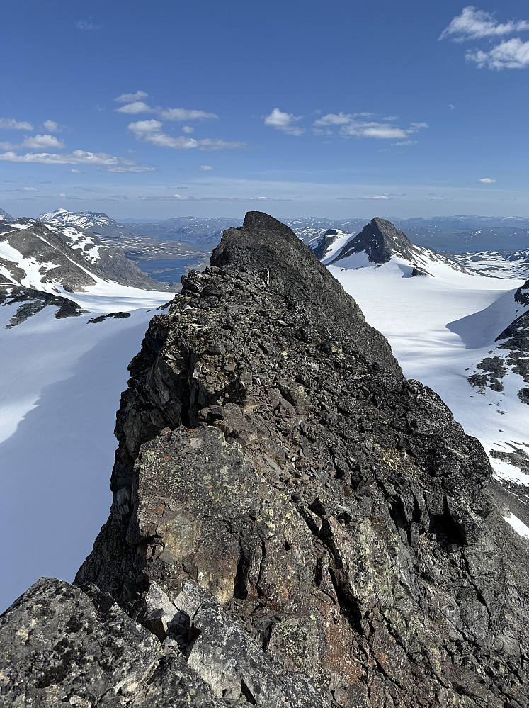 Fra Nørdre Sagi (2040 m) med utsikt sydover den kvasse egg mot Søre Sagi (2040 m).