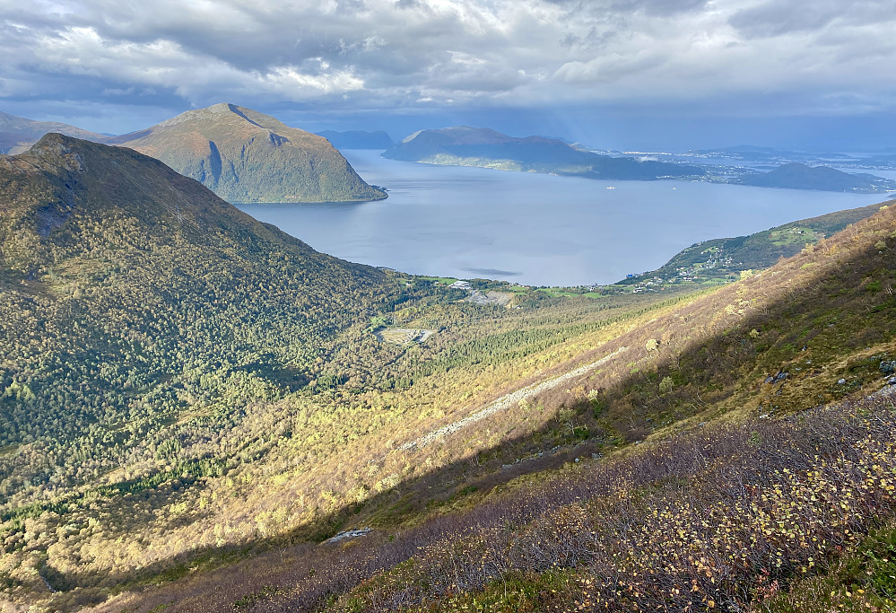 Fra den blå Råsa med Ålesund sentrum i det fjerne.