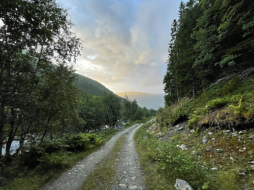 Siste del av veien ned til parkeringa når det sluttet å regne igjen.