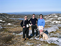 Pappa, Halvor, Heidi og Terri ved Sløkjedalsvatnet.