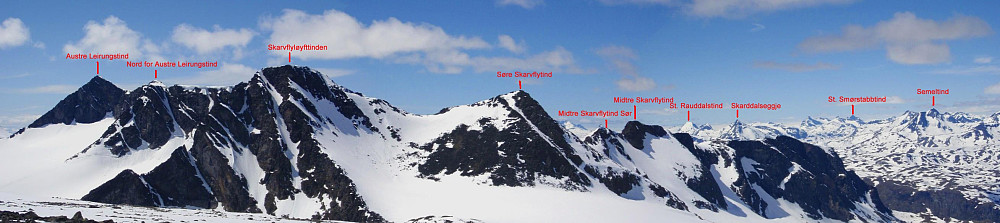 Panorama mot Skarvflytindane mm.