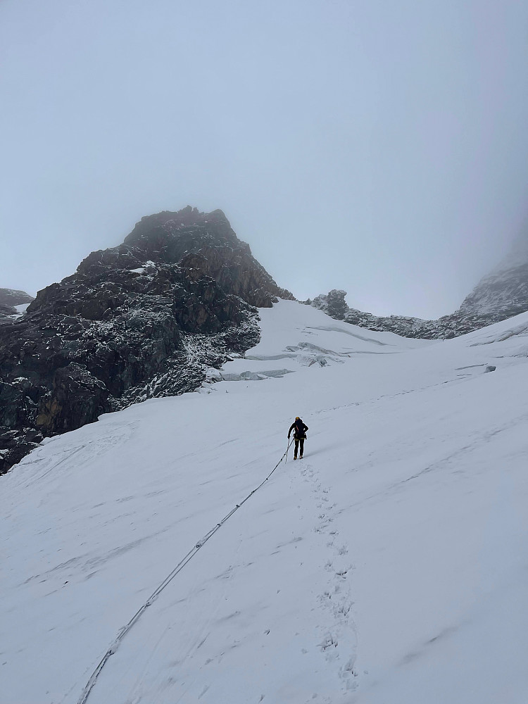 Oppover breen.