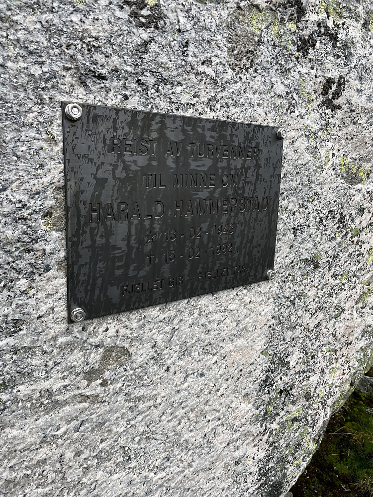 Fjellet gir og fjellet tar... Minnesmerke etter en skredulykke på Larstinden februar 1992. Finnes inne ved 1639-vannet.