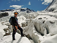 Breleik i Zwillings Gletscher. Dufourspitze ses bak.