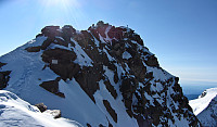 Siste del av vestegga opp mot Dufourspitze. Øyvind er allerede på toppen.