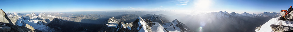 Panorama fra toppen av Weisshorn.