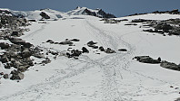 Monte Rosa massivet med Nordend og Dufourspitze sett fra Monterosagletscher.