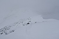 Nordryggen på Lurfjelltinden, ikke langt fra toppen.