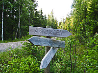 Ved Gjellbekksætra er det skiltet til Årkjølen.
