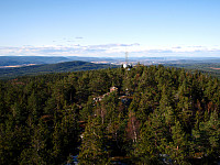 Utsikt nordover mot Flisa fra tårnet på Rafjellet.