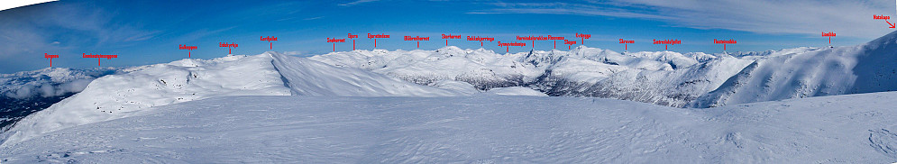 Panoramabilde fra toppen av Hestefjellsnibba/Sølvberget.