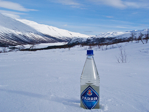 I dag stod Holåtindane på programmet. Her er står en flaske rent kildevann i bakkene opp fra Sota Sæter.