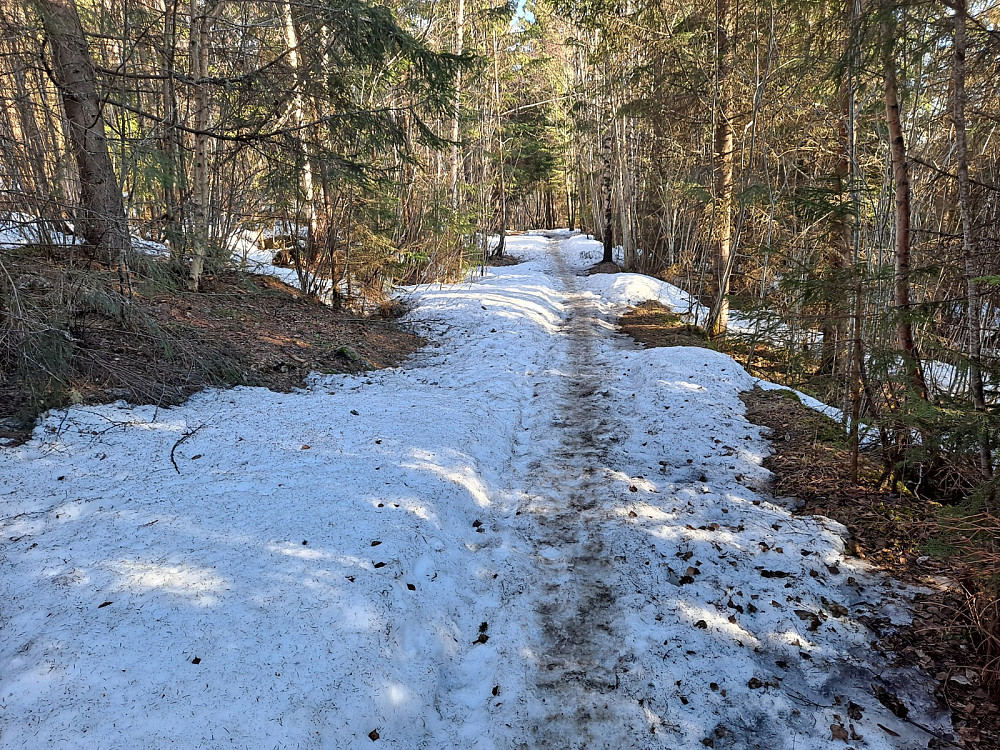 Snø enda i turstien til Lysgård