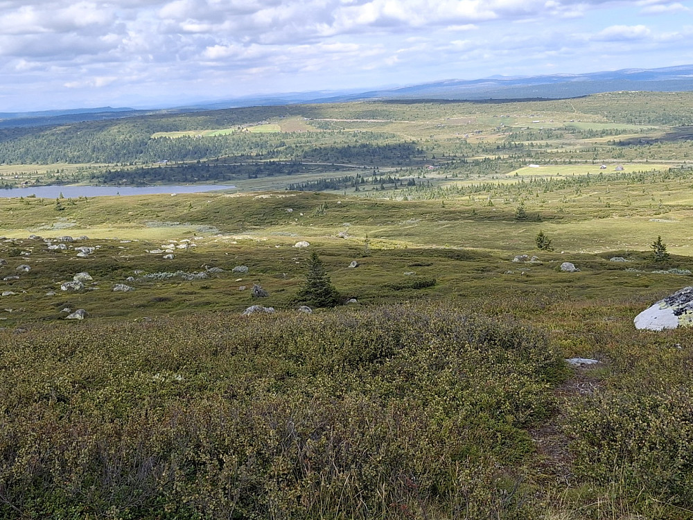 På veg tilbake fra Hitfjellet, mot Øvre Moksjøen og Sjøsetra