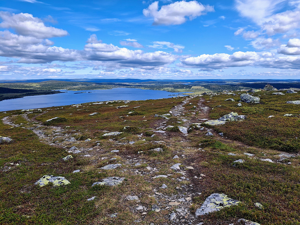 På veg ned fra Nevelfjell, mot Reinsvatnet med Kriksvika