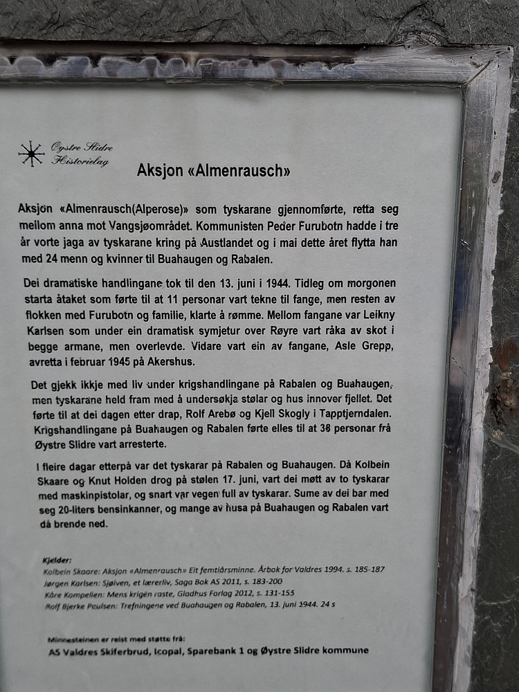 INFO på Minnesmerke nær Vangsjøen