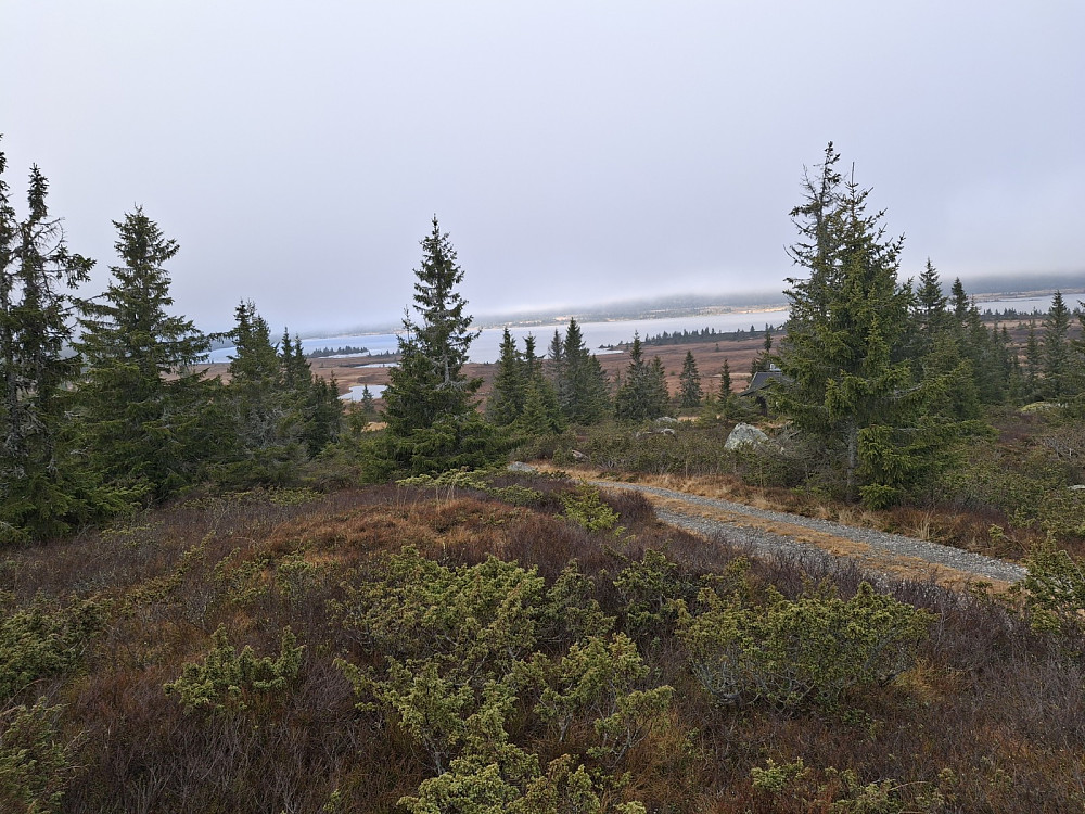 Letner mer, ser over Reinsvatnet fra parkeringa