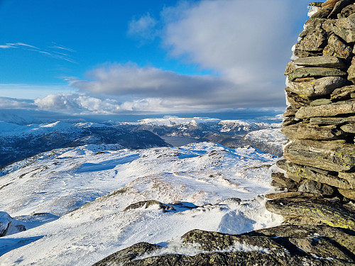 utsikt frå toppen. Litt kaldt denne dagen