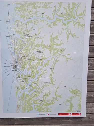 Kart over kva vi ser frå Førdesveten. relatert til sikteskiva. 