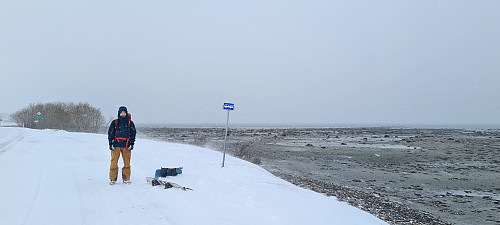 Turstart ved bussholdeplassen.