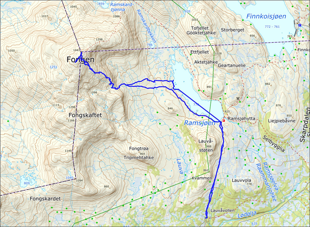 Fullstendig rute logget med min pulsklokke (glemte å registrere tur i appen før jeg var på toppen)