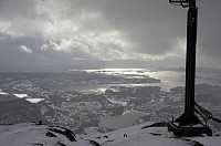Sunny weather turning into a quite fierce snow storm on Lyderhorn within a few minutes