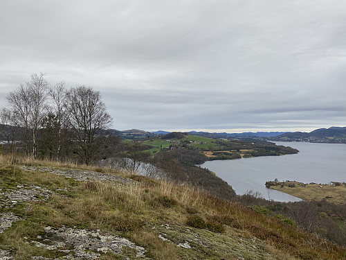 På Freiåsen med utsikt nordover mot Skjoldafjorden og Nes