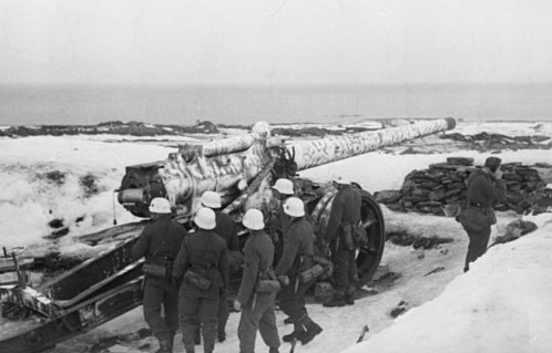 Tilnærmet samme type 14,5cm fransk feltkanon som stod på Ferkingstad fort. Fransk betegnelse: Canon de 145 mm modèle 1916. Kanonen på bildet er fra et tysk kystfort i Norge og av typen Canon de 145 L modèle 1916 Saint-Chamond